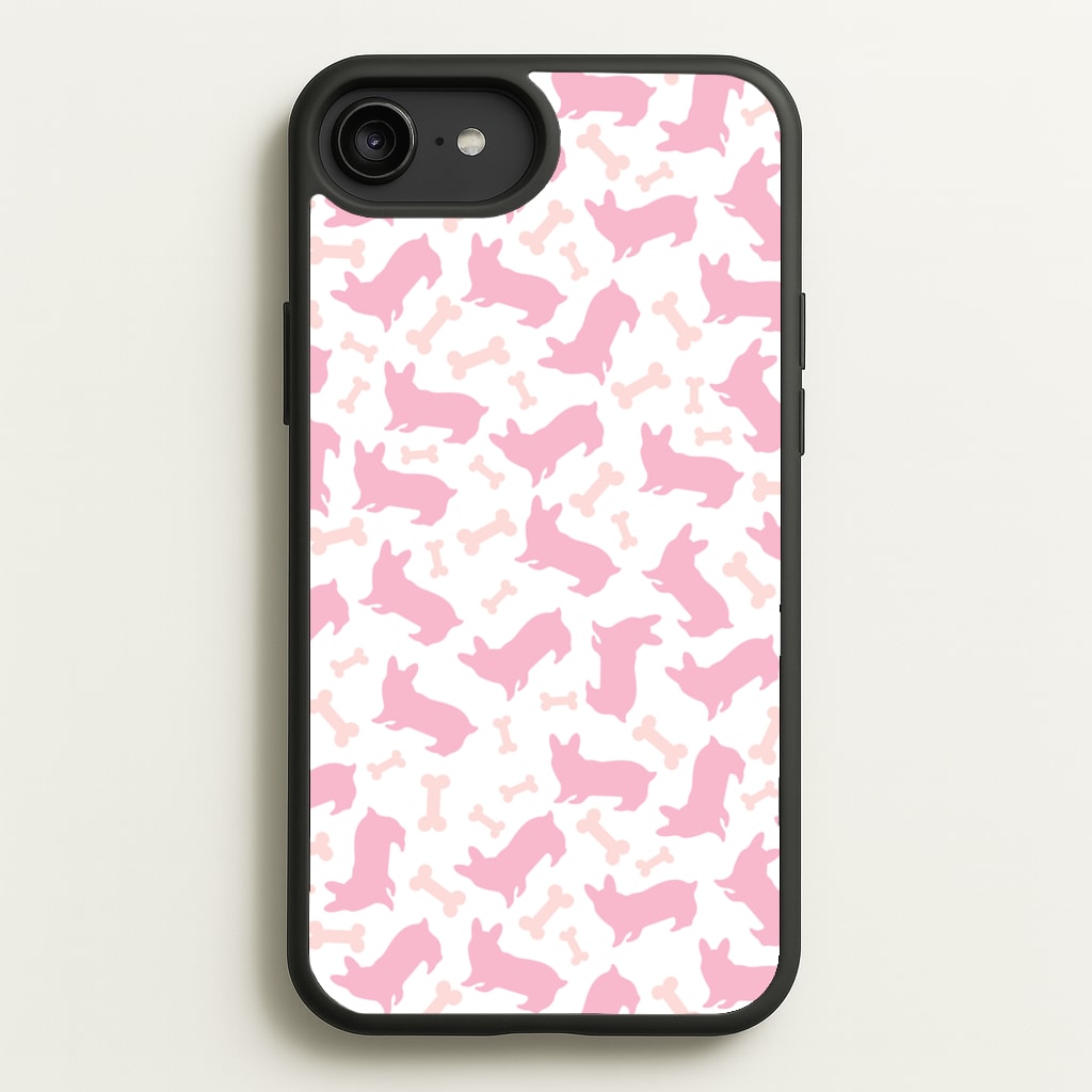 Pink Corgi Silhouette Pattern - Dog Patterns Phone Case for iPhone 6 Plus / 7 Plus / 8 Plus