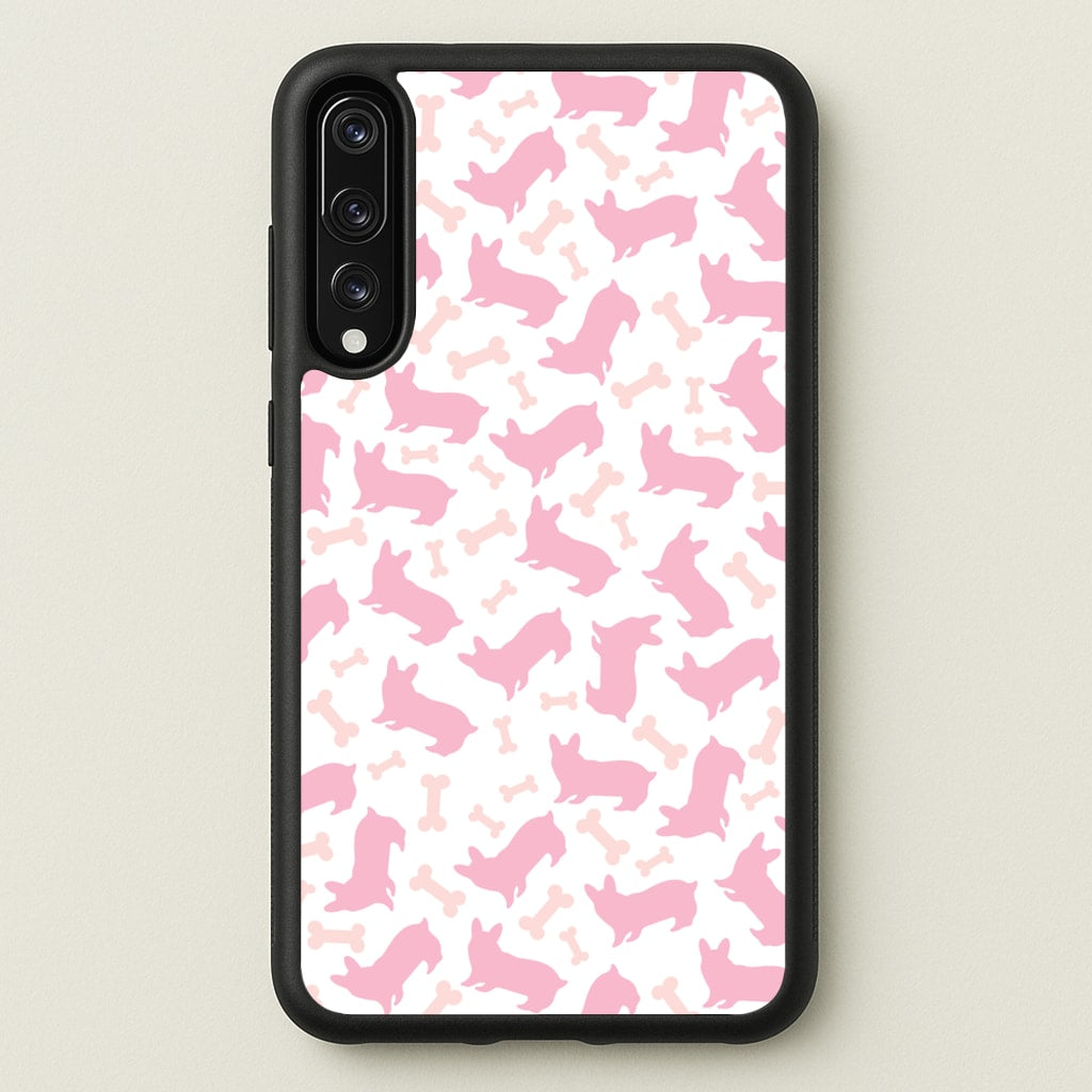 Pink Corgi Silhouette Pattern - Dog Patterns Phone Case for Huawei P20 Pro