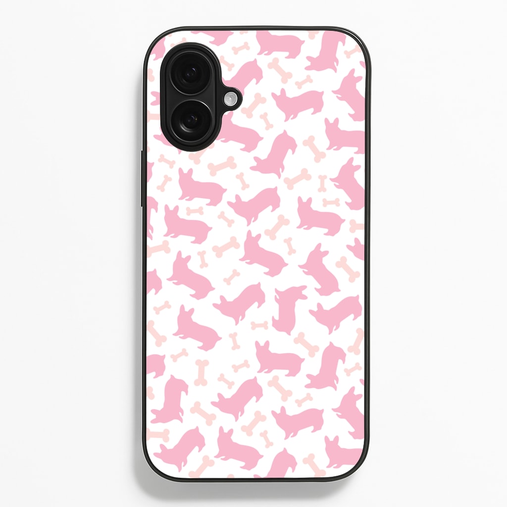 Pink Corgi Silhouette Pattern - Dog Patterns Phone Case for iPhone 16 Plus