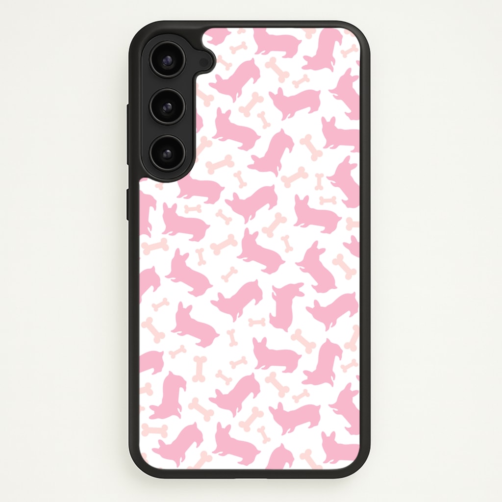 Pink Corgi Silhouette Pattern - Dog Patterns Phone Case for Galaxy S23