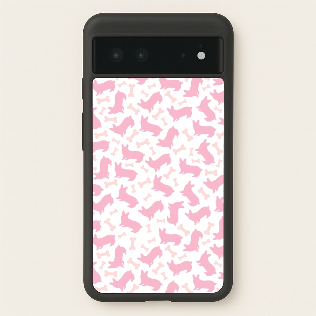 Pink Corgi Silhouette Pattern - Dog Patterns Phone Case for Google Pixel 6