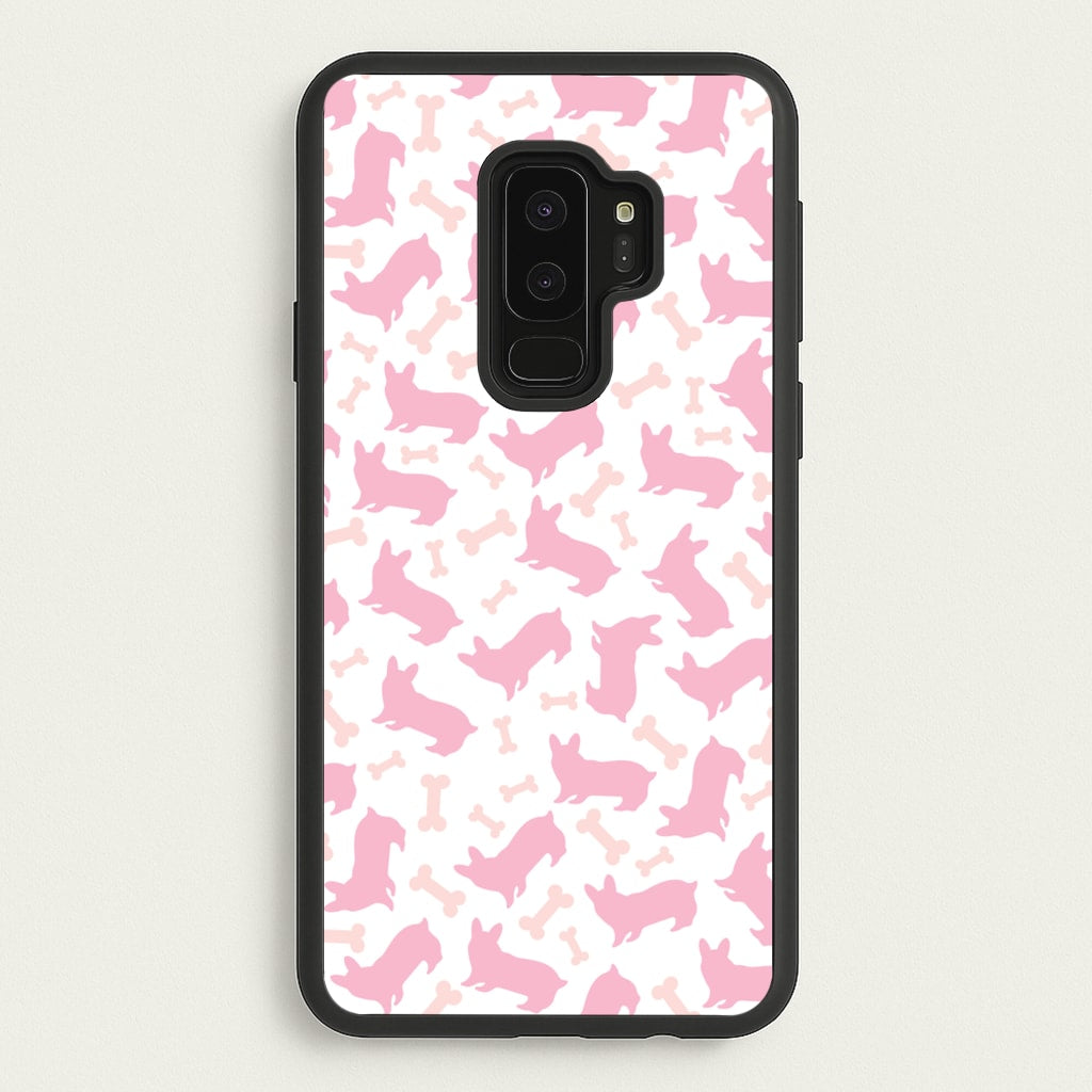 Pink Corgi Silhouette Pattern - Dog Patterns Phone Case for Galaxy S9 Plus