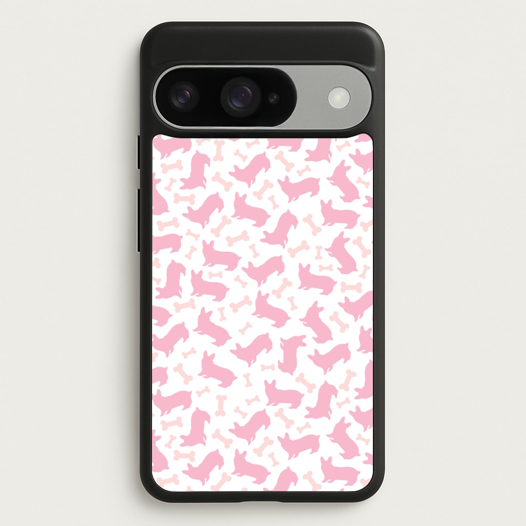 Pink Corgi Silhouette Pattern Phone Case for Google Pixel 10 / 10 Pro