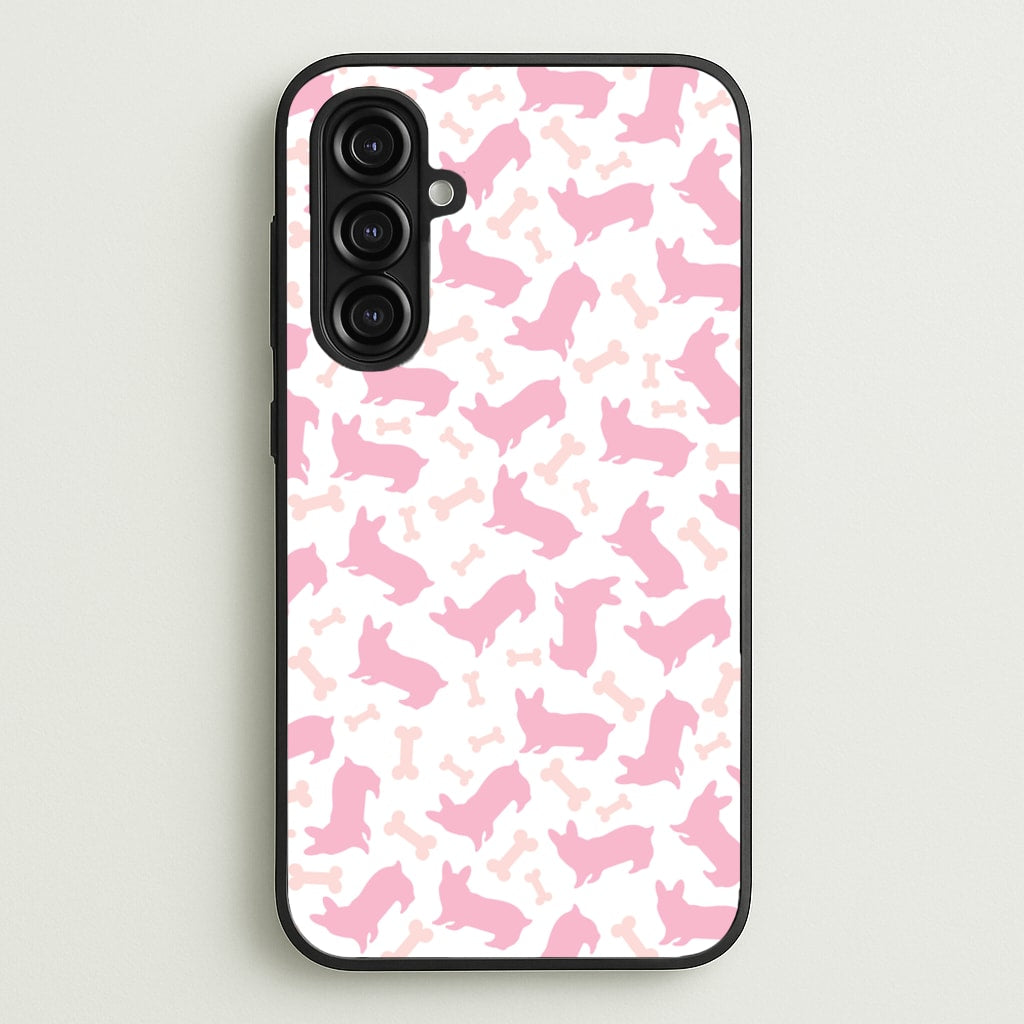 Pink Corgi Silhouette Pattern - Dog Patterns Phone Case for Galaxy A16