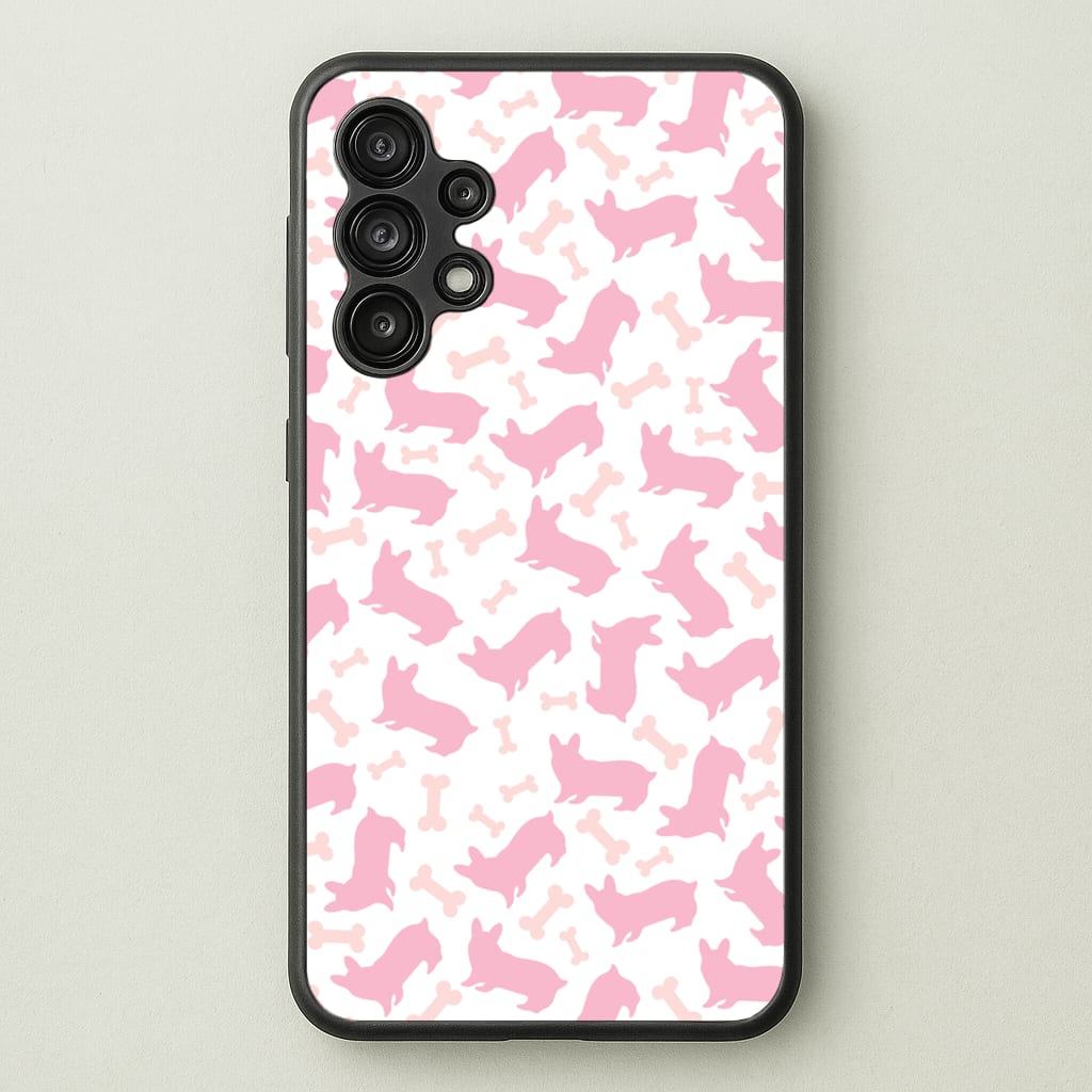 Pink Corgi Silhouette Pattern - Dog Patterns Phone Case for Galaxy A13