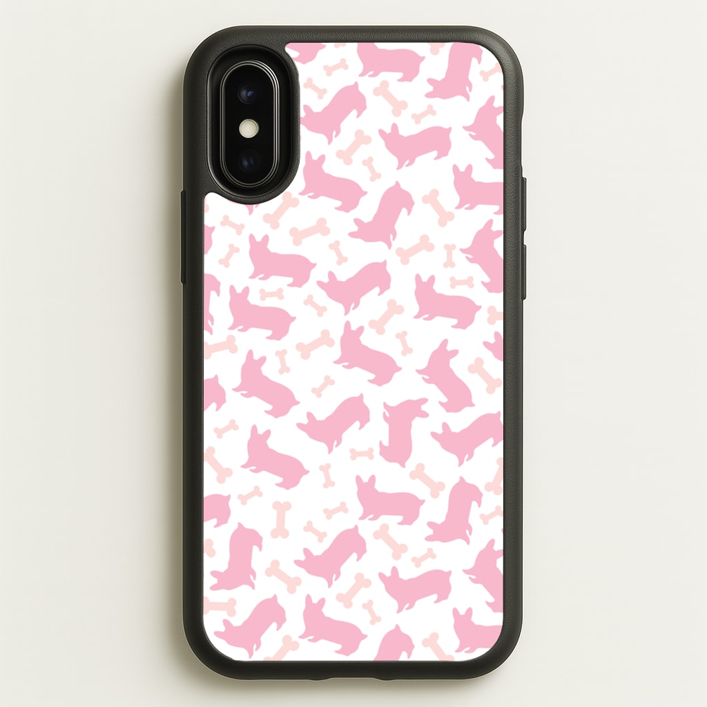 Pink Corgi Silhouette Pattern - Dog Patterns Phone Case for iPhone X / XS
