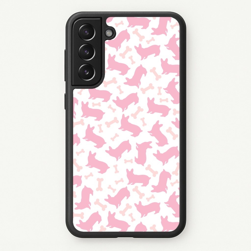 Pink Corgi Silhouette Pattern - Dog Patterns Phone Case for Galaxy S22 Plus