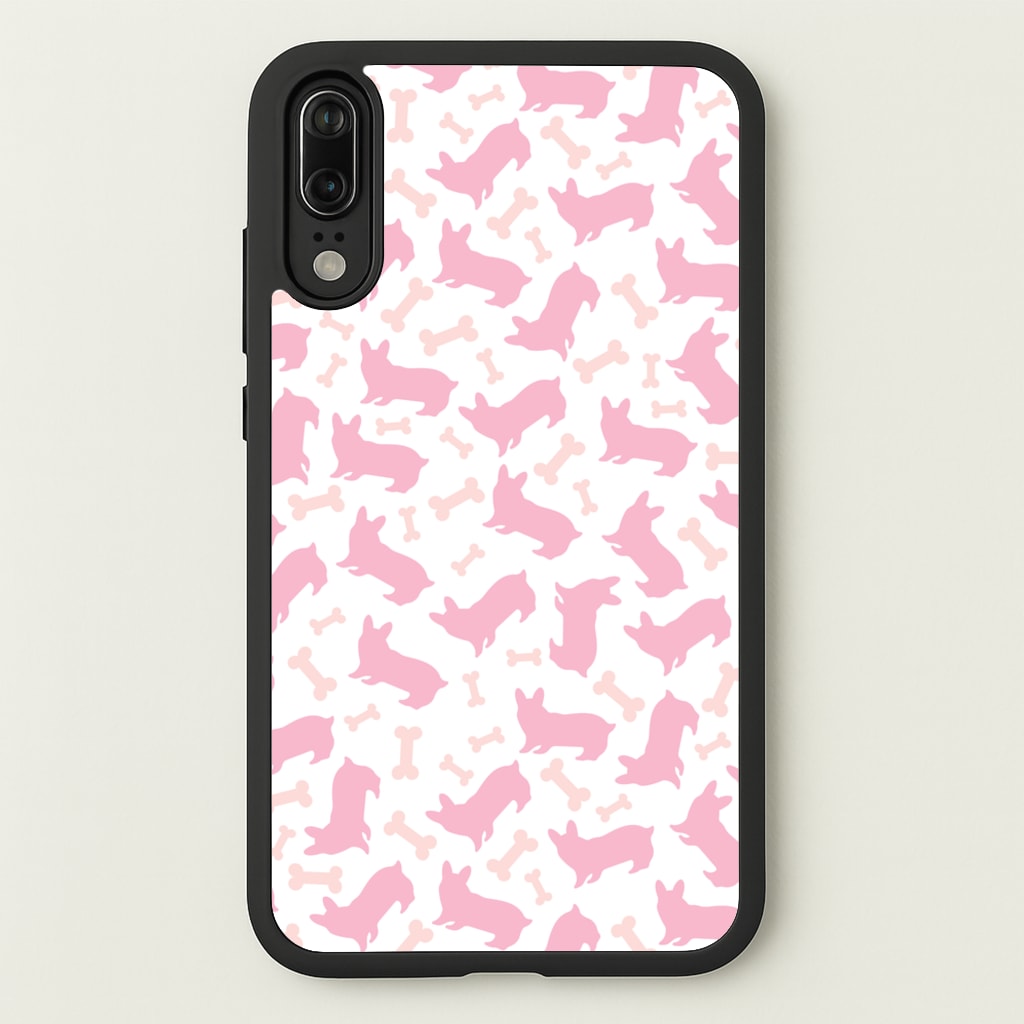 Pink Corgi Silhouette Pattern - Dog Patterns Phone Case for Huawei P20