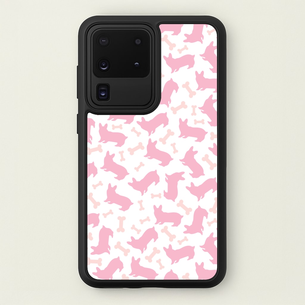 Pink Corgi Silhouette Pattern - Dog Patterns Phone Case for Galaxy S20 Ultra