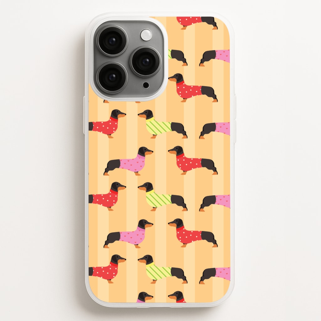 Dachshunds In Sweaters Pattern - Dog Patterns Phone Case for iPhone 16 Pro Max