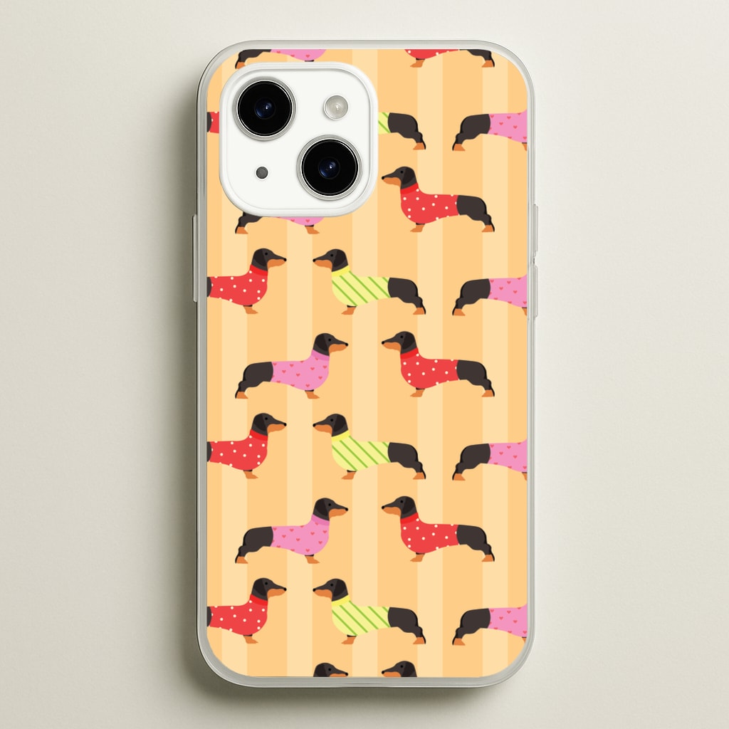 Dachshunds In Sweaters Pattern - Dog Patterns Phone Case for iPhone 15