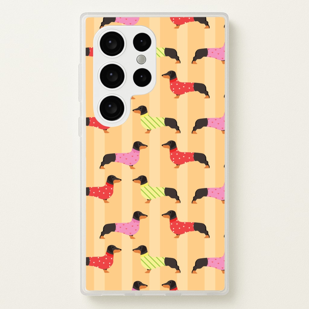 Dachshunds In Sweaters Pattern - Dog Patterns Phone Case for Galaxy S24 Ultra