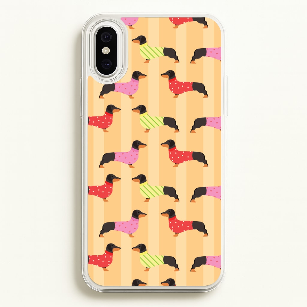Dachshunds In Sweaters Pattern - Dog Patterns Phone Case for iPhone XS Max