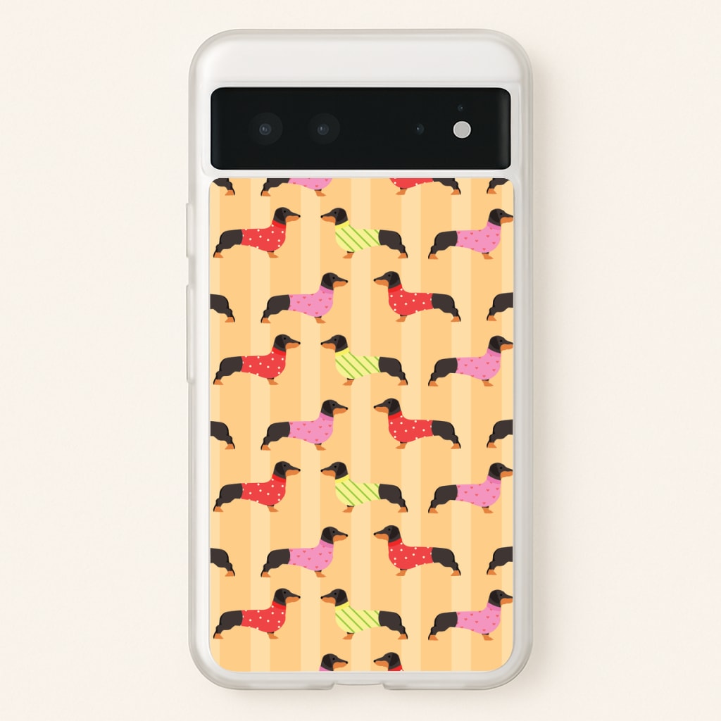 Dachshunds In Sweaters Pattern - Dog Patterns Phone Case for Google Pixel 6