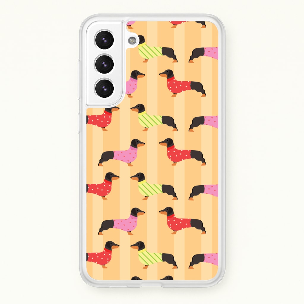 Dachshunds In Sweaters Pattern - Dog Patterns Phone Case for Galaxy S21 Plus