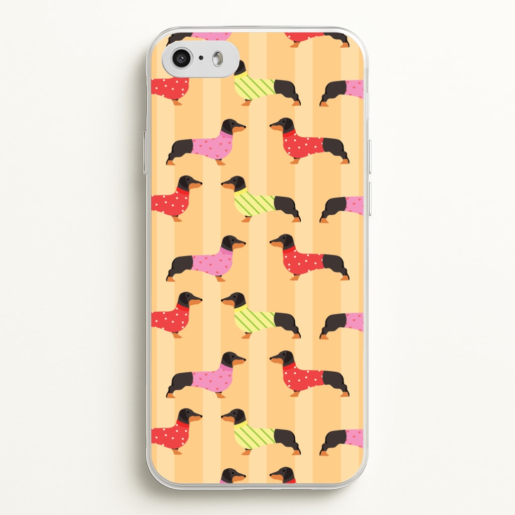 Dachshunds In Sweaters Pattern - Dog Patterns Phone Case for iPhone 5 / 5s / SE 2016