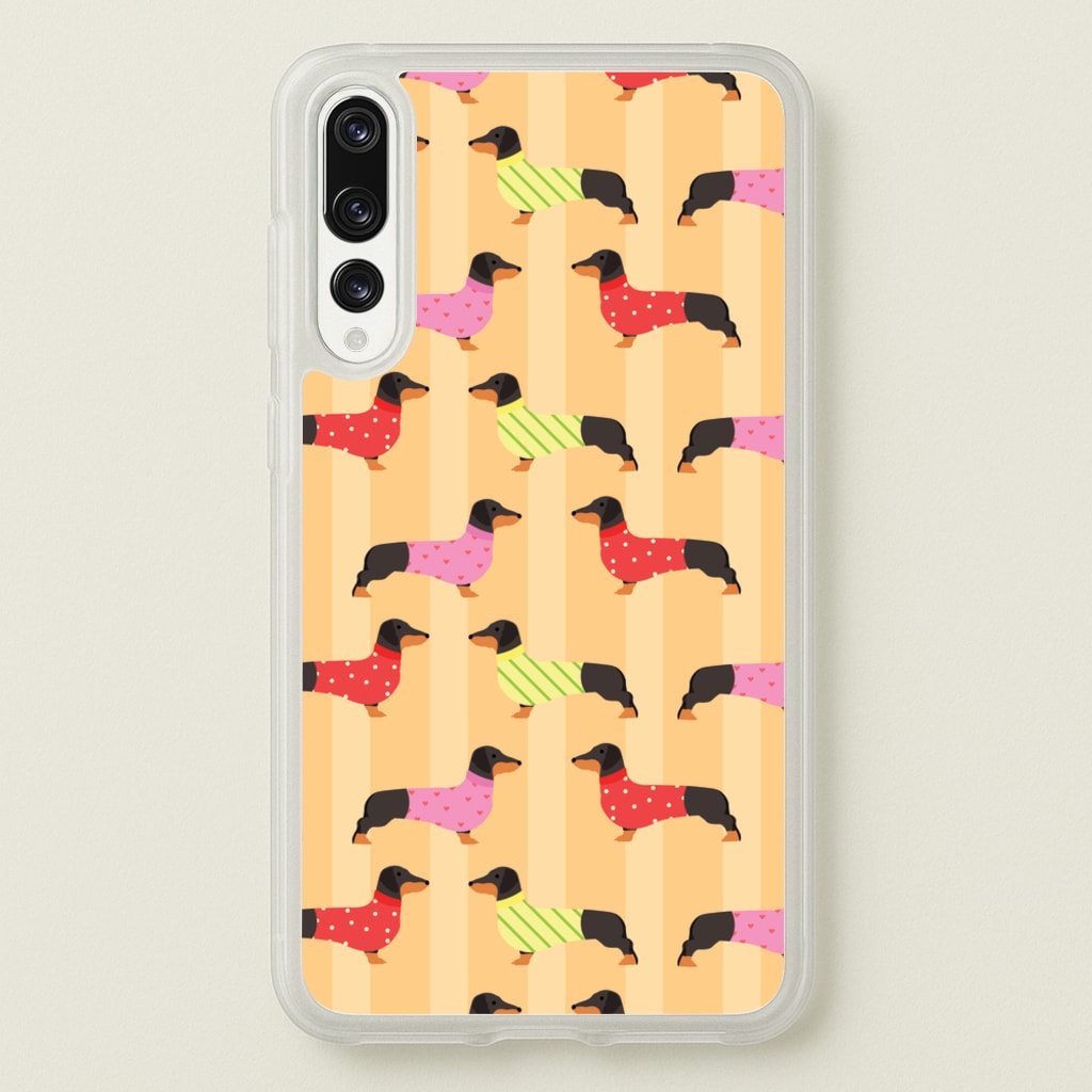 Dachshunds In Sweaters Pattern - Dog Patterns Phone Case for Huawei P20 Pro