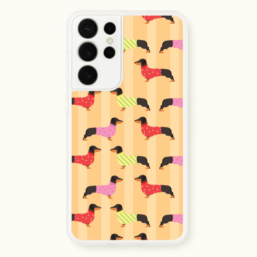 Dachshunds In Sweaters Pattern - Dog Patterns Phone Case for Galaxy S21 Ultra