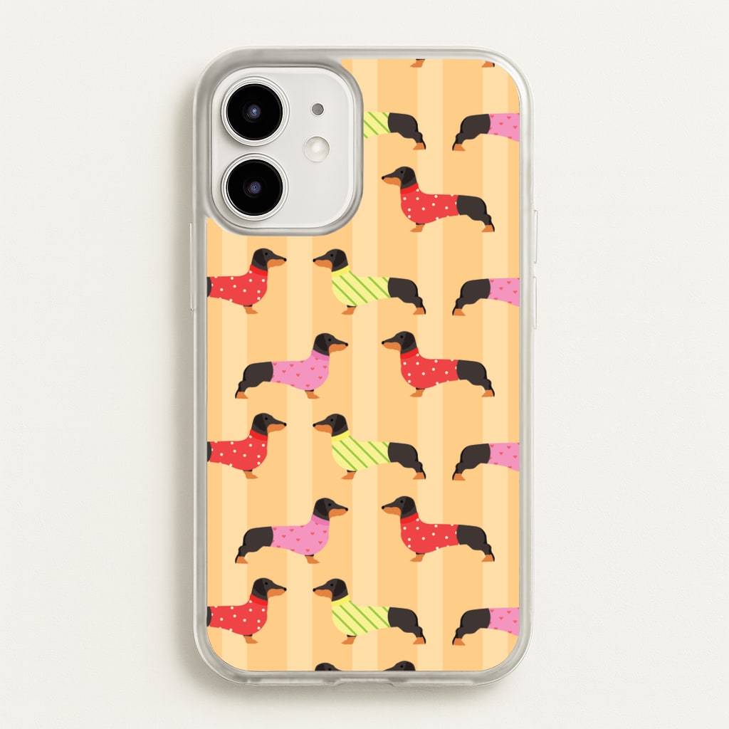 Dachshunds In Sweaters Pattern - Dog Patterns Phone Case for iPhone 12 Mini