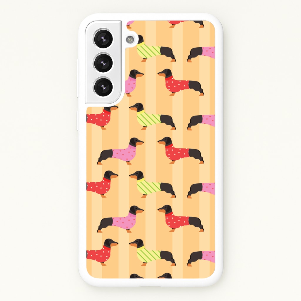 Dachshunds In Sweaters Pattern - Dog Patterns Phone Case for Galaxy S22 Plus