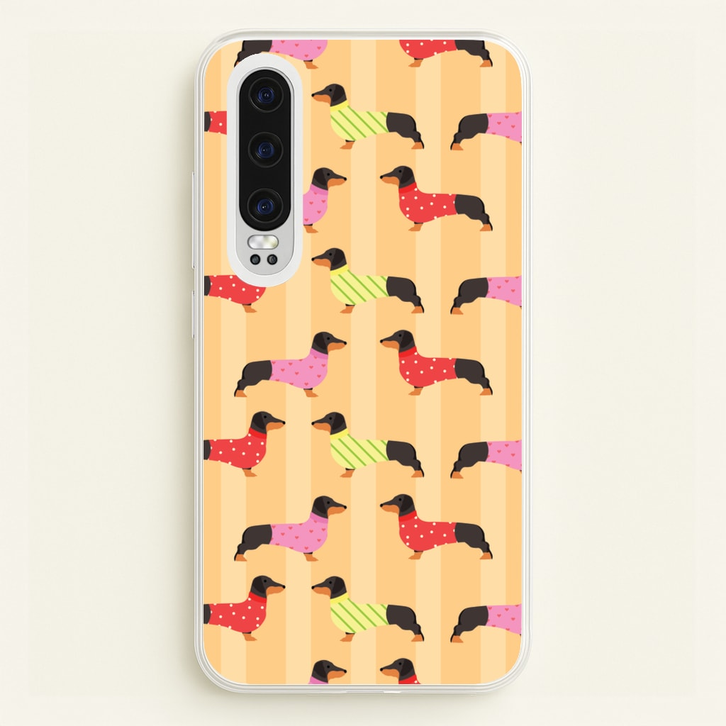 Dachshunds In Sweaters Pattern - Dog Patterns Phone Case for Huawei P30