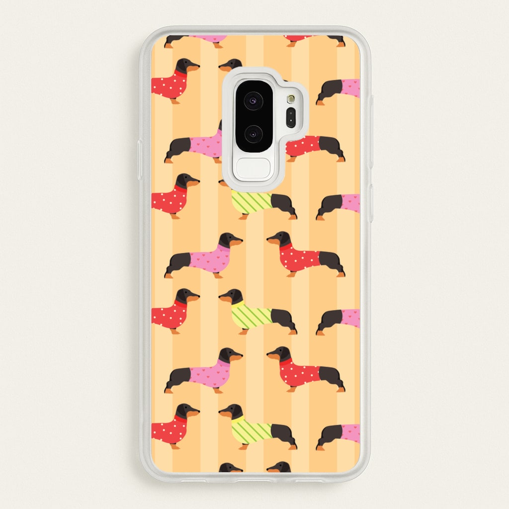 Dachshunds In Sweaters Pattern - Dog Patterns Phone Case for Galaxy S9 Plus