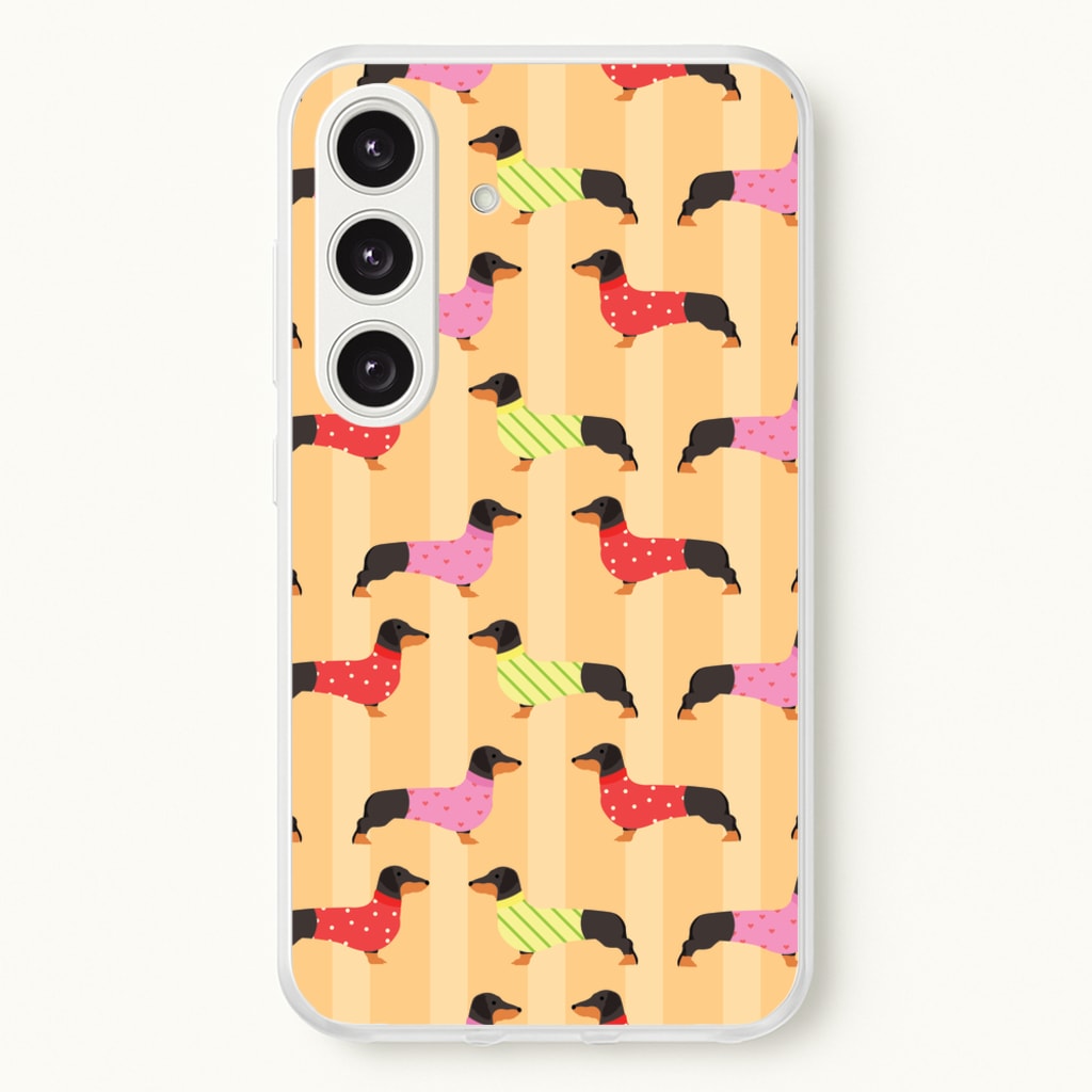 Dachshunds In Sweaters Pattern - Dog Patterns Phone Case for Galaxy S25 Plus