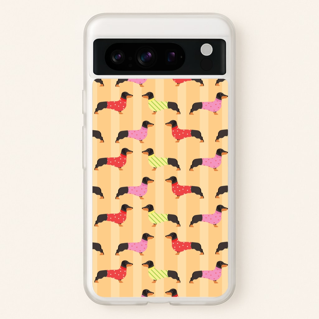 Dachshunds In Sweaters Pattern - Dog Patterns Phone Case for Google Pixel 8 Pro