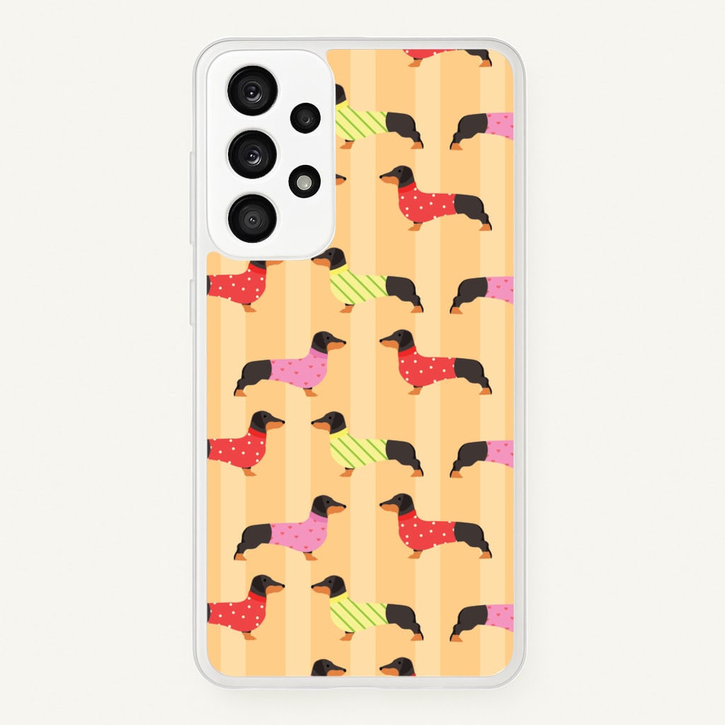 Dachshunds In Sweaters Pattern - Dog Patterns Phone Case for Galaxy A53