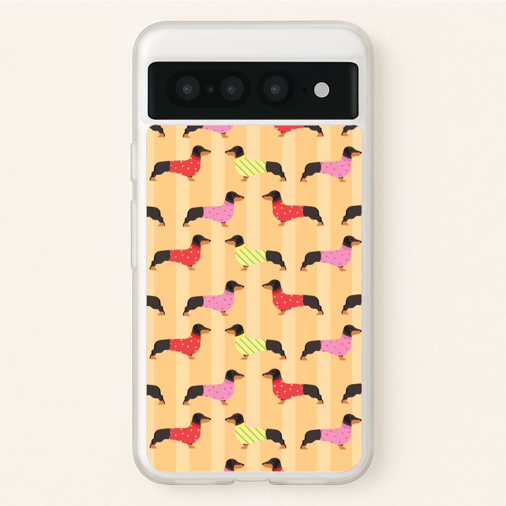 Dachshunds In Sweaters Pattern - Dog Patterns Phone Case for Google Pixel 7 Pro
