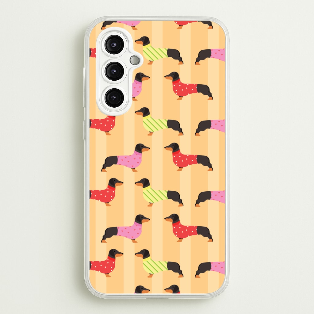 Dachshunds In Sweaters Pattern - Dog Patterns Phone Case for Galaxy A14