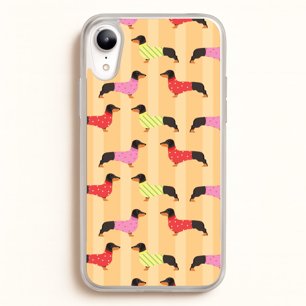 Dachshunds In Sweaters Pattern - Dog Patterns Phone Case for iPhone XR