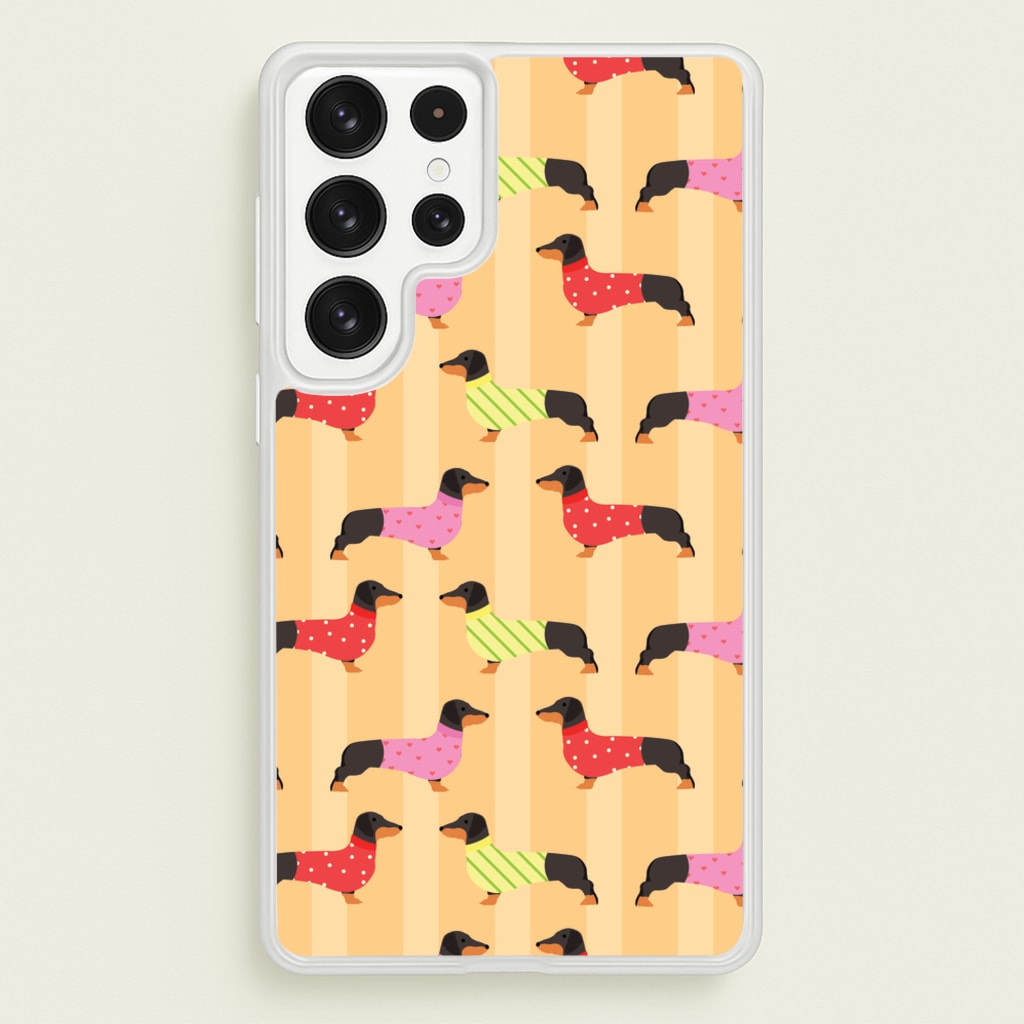 Dachshunds In Sweaters Pattern - Dog Patterns Phone Case for Galaxy S23 Ultra