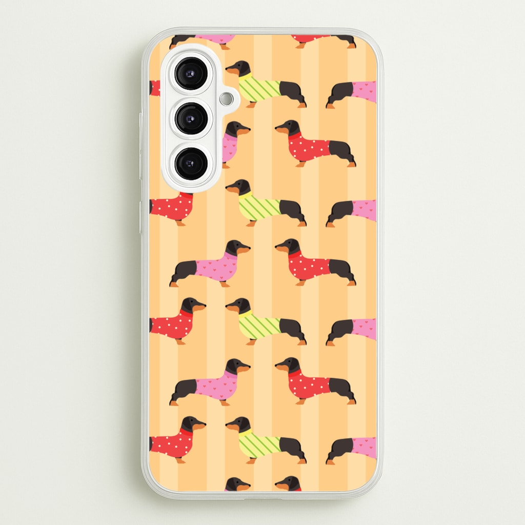 Dachshunds In Sweaters Pattern - Dog Patterns Phone Case for Galaxy A16