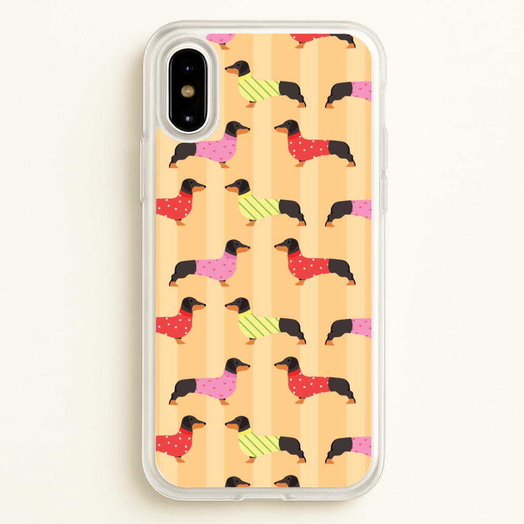 Dachshunds In Sweaters Pattern - Dog Patterns Phone Case for iPhone X / XS