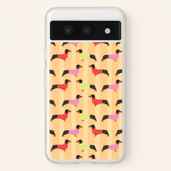 Dachshunds In Sweaters Pattern - Dog Patterns Phone Case for Google Pixel 8a
