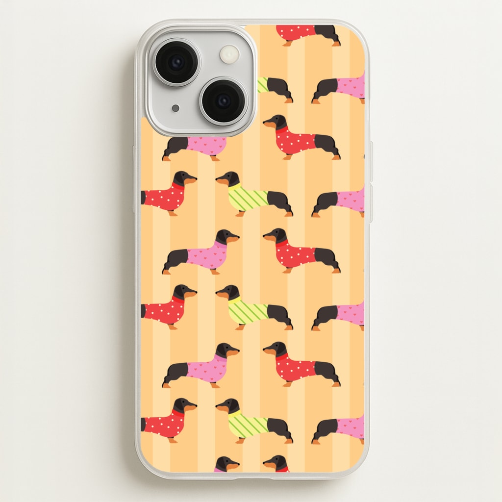 Dachshunds In Sweaters Pattern - Dog Patterns Phone Case for iPhone 13