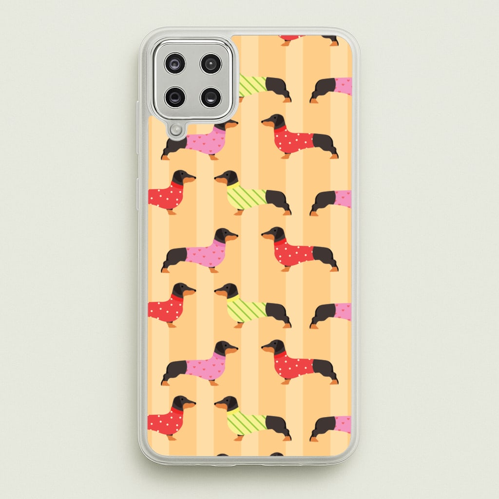 Dachshunds In Sweaters Pattern - Dog Patterns Phone Case for Galaxy A12