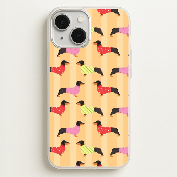 Dachshunds In Sweaters Pattern - Dog Patterns Phone Case for iPhone 13 Mini