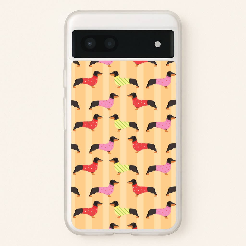Dachshunds In Sweaters Pattern - Dog Patterns Phone Case for Google Pixel 7a