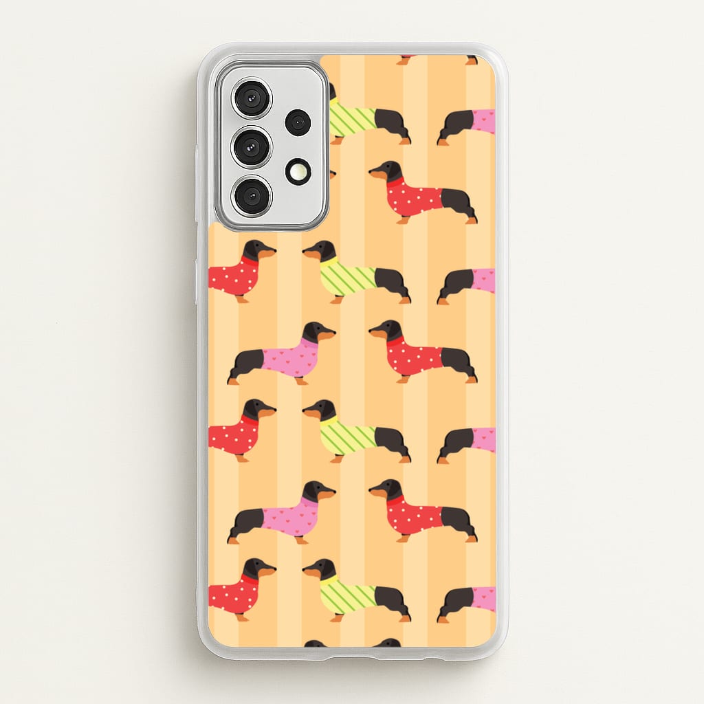 Dachshunds In Sweaters Pattern - Dog Patterns Phone Case for Galaxy A52 / A52s