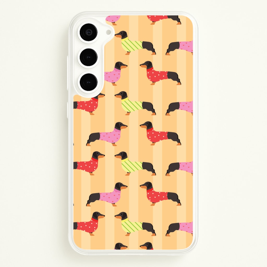 Dachshunds In Sweaters Pattern - Dog Patterns Phone Case for Galaxy S23 Plus