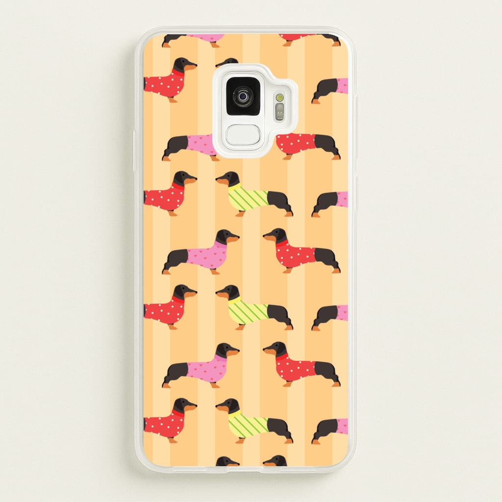 Dachshunds In Sweaters Pattern - Dog Patterns Phone Case for Galaxy S9