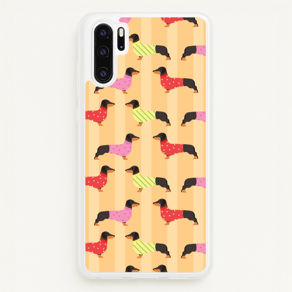 Dachshunds In Sweaters Pattern - Dog Patterns Phone Case for Huawei P30 Pro