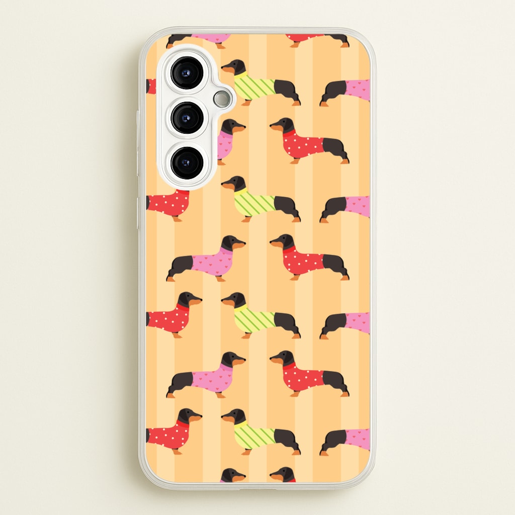 Dachshunds In Sweaters Pattern - Dog Patterns Phone Case for Galaxy A54
