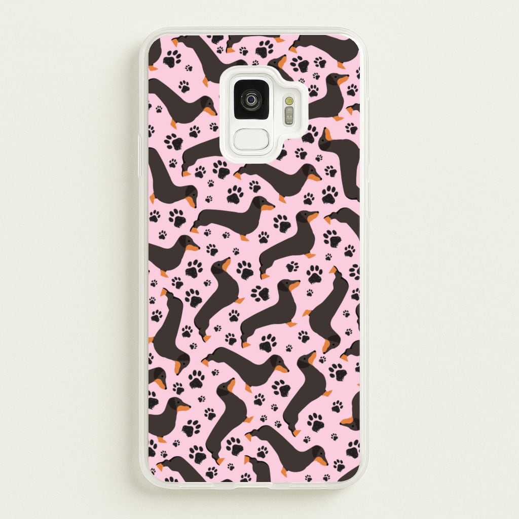 Dachschunds And Paws Pattern - Dog Patterns Phone Case for Galaxy S9