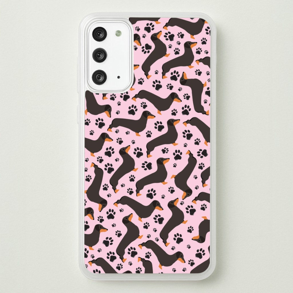 Dachschunds And Paws Pattern - Dog Patterns Phone Case for Galaxy Note 20