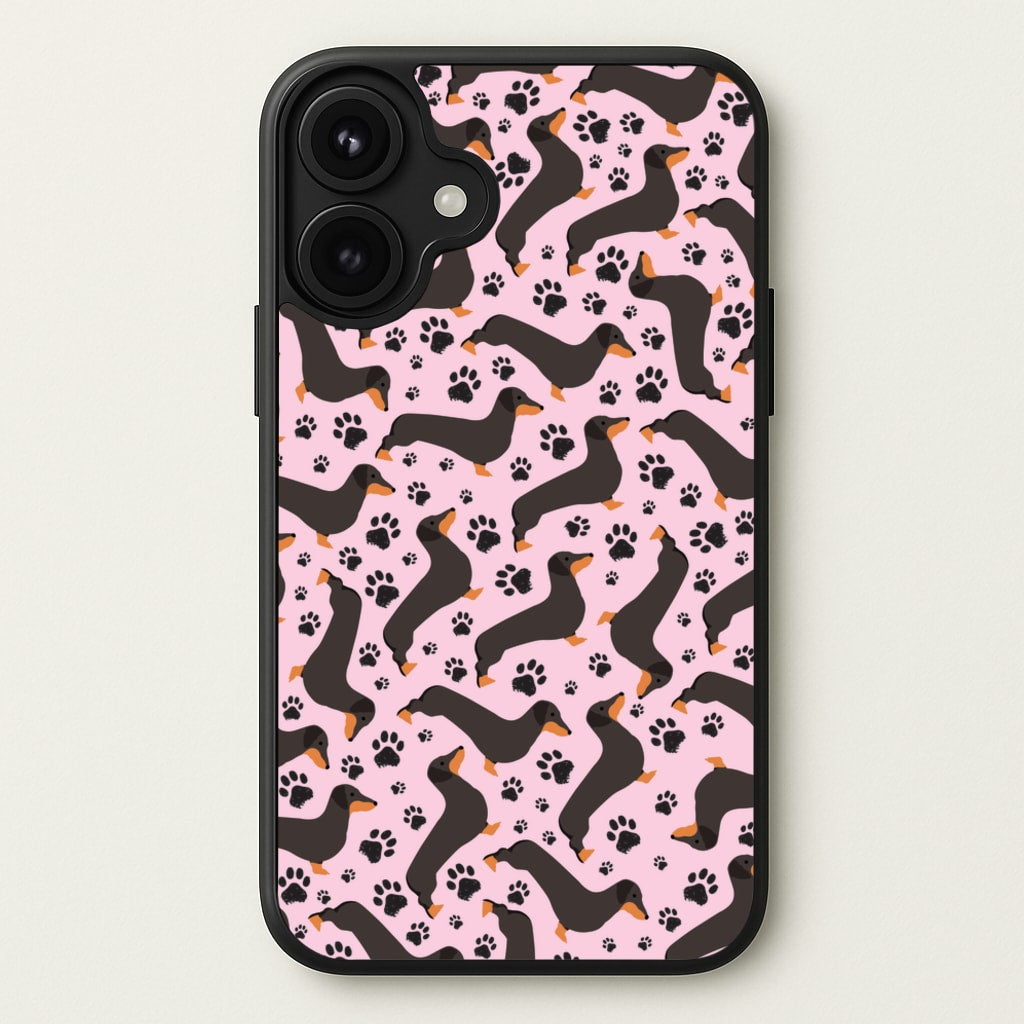 Dachschunds And Paws Pattern Phone Case for iPhone 17