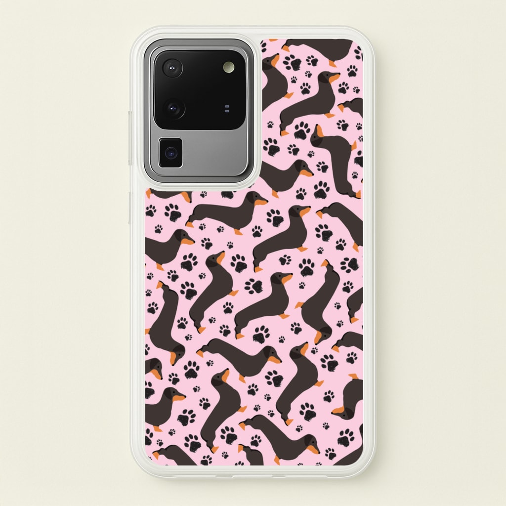 Dachschunds And Paws Pattern - Dog Patterns Phone Case for Galaxy S20 Ultra