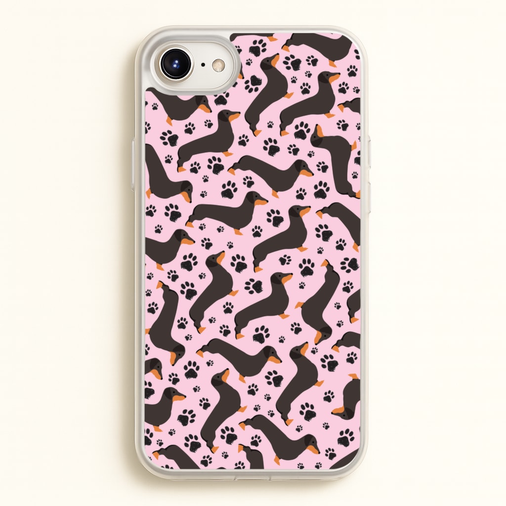 Dachschunds And Paws Pattern - Dog Patterns Phone Case for iPhone 6 Plus / 7 Plus / 8 Plus